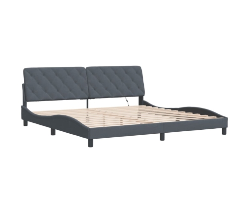 Estructura cama con luces LED terciopelo gris oscuro 200x200 cm