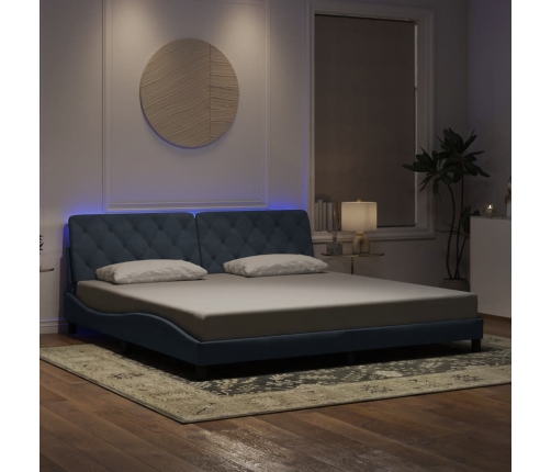 Estructura cama con luces LED terciopelo gris oscuro 200x200 cm