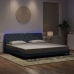 Estructura cama con luces LED terciopelo gris oscuro 200x200 cm