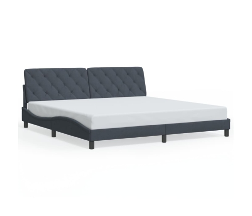 Estructura cama con luces LED terciopelo gris oscuro 200x200 cm