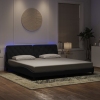 Estructura de cama con luces LED terciopelo negro 200x200 cm