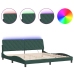 Estructura cama con luces LED terciopelo verde oscuro 200x200cm