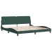 Estructura cama con luces LED terciopelo verde oscuro 200x200cm