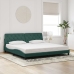 Estructura cama con luces LED terciopelo verde oscuro 200x200cm