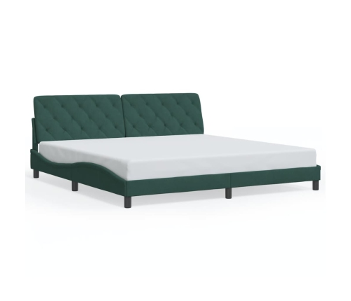 Estructura cama con luces LED terciopelo verde oscuro 200x200cm