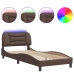Estructura cama con luces LED cuero sintético marrón 80x200 cm