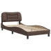 Estructura cama con luces LED cuero sintético marrón 80x200 cm