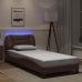Estructura cama con luces LED cuero sintético marrón 80x200 cm