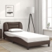 Estructura cama con luces LED cuero sintético marrón 80x200 cm