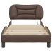 Estructura cama con luces LED cuero sintético marrón 80x200 cm