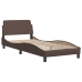 Estructura cama con luces LED cuero sintético marrón 80x200 cm