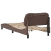 Estructura cama con luces LED cuero sintético marrón 80x200 cm