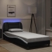 Estructura cama con LED cuero sintético negro blanco 80x200 cm