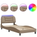 Estructura de cama con LED cuero sintético capuchino 90x190 cm