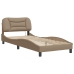 Estructura de cama con LED cuero sintético capuchino 90x190 cm
