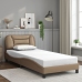 Estructura de cama con LED cuero sintético capuchino 90x190 cm