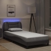 vidaXL Estructura de cama con luces LED cuero sintético gris 90x200 cm