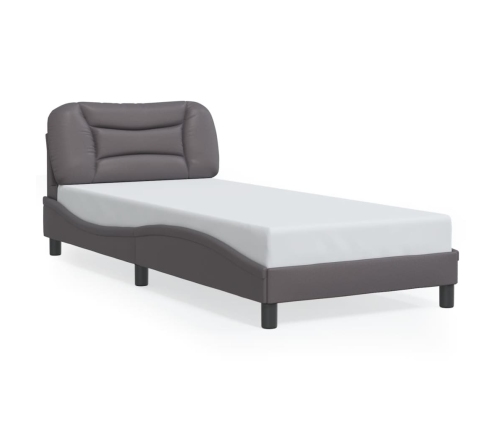 vidaXL Estructura de cama con luces LED cuero sintético gris 90x200 cm