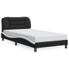 Estructura cama con LED cuero sintético negro blanco 100x200 cm