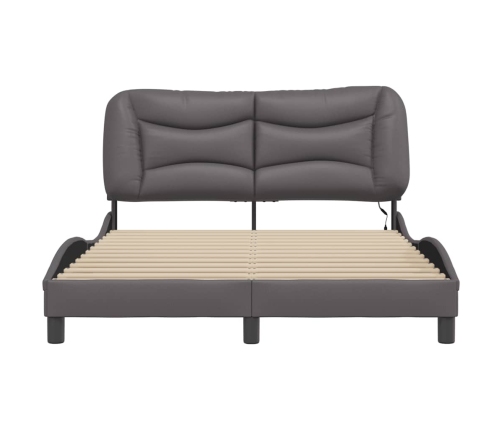 vidaXL Estructura cama con luces LED cuero sintético gris 120x200 cm