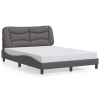 vidaXL Estructura cama con luces LED cuero sintético gris 120x200 cm