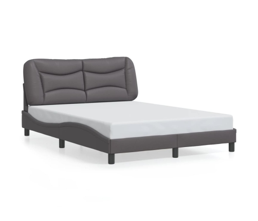 vidaXL Estructura cama con luces LED cuero sintético gris 120x200 cm