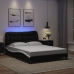 Estructura cama con LED cuero sintético negro blanco 120x200 cm