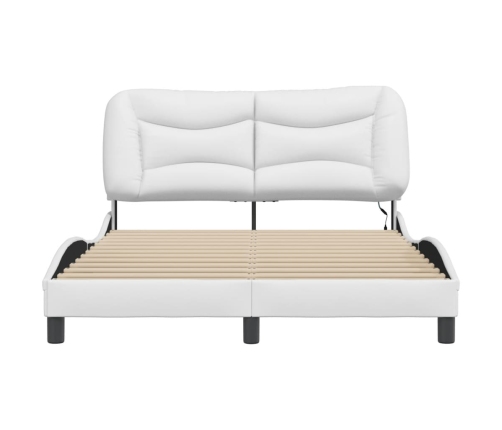 Estructura cama con luces LED cuero sintético blanco 140x190 cm