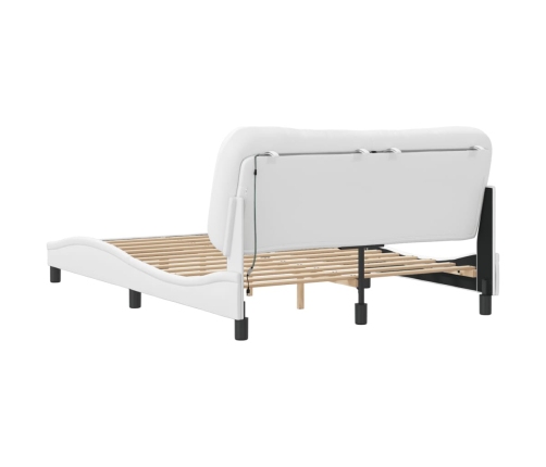 Estructura cama con luces LED cuero sintético blanco 140x190 cm