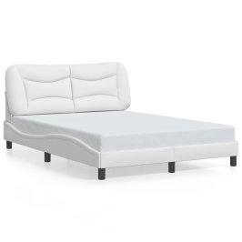 Estructura cama con luces LED cuero sintético blanco 140x190 cm
