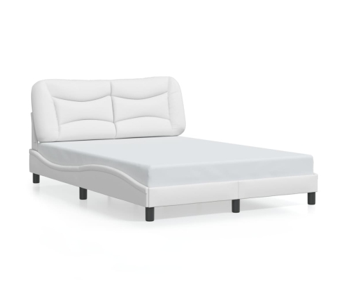 Estructura cama con luces LED cuero sintético blanco 140x190 cm