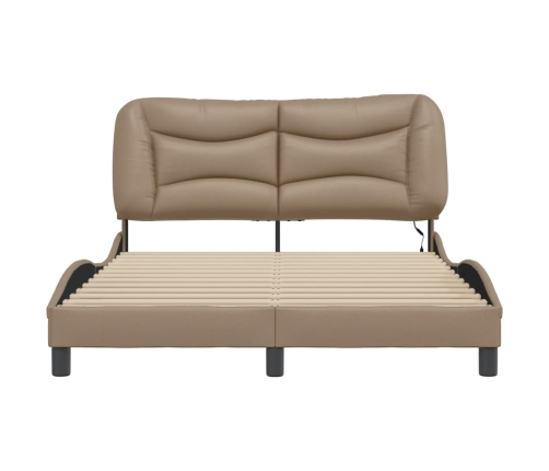 Estructura de cama con LED cuero sintético capuchino 140x190 cm