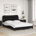 Estructura de cama luces LED cuero PE negro y blanco 140x190 cm