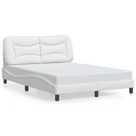 Estructura cama con luces LED cuero sintético blanco 140x200 cm