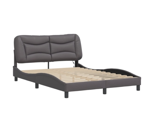 vidaXL Estructura cama con luces LED cuero sintético gris 140x200 cm