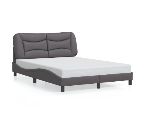 vidaXL Estructura cama con luces LED cuero sintético gris 140x200 cm