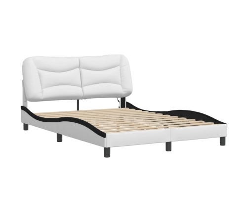 vidaXL Estructura cama con LED cuero sintético blanco negro 140x200 cm