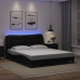 Estructura de cama con luces LED cuero PE negro 160x200 cm