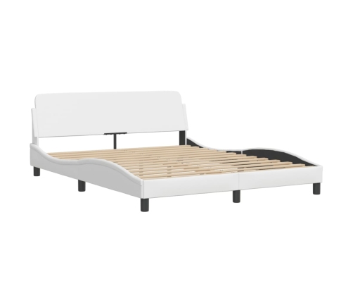 vidaXL Estructura de cama con luces LED cuero PE blanco 160x200 cm