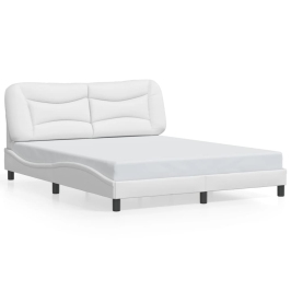 Estructura de cama con luces LED cuero PE blanco 160x200 cm