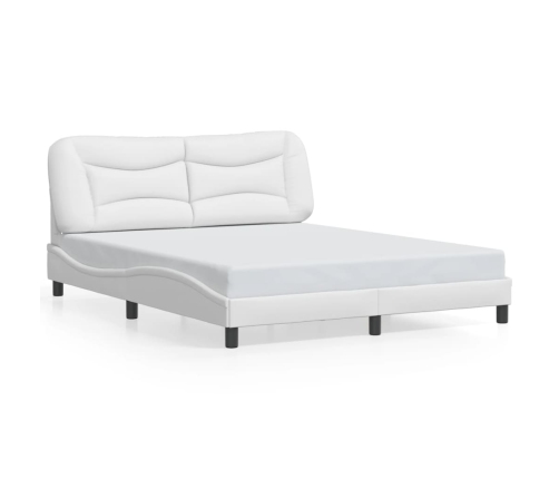 vidaXL Estructura de cama con luces LED cuero PE blanco 160x200 cm