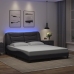 Estructura de cama con luces LED cuero PE gris 160x200 cm