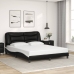 Estructura de cama con luz LED cuero PE negro blanco 160x200 cm