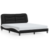 Estructura de cama con luz LED cuero PE negro blanco 160x200 cm