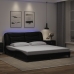 Estructura cama LED sin colchón cuero sintético negro 180x200cm