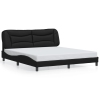 Estructura cama LED sin colchón cuero sintético negro 180x200cm