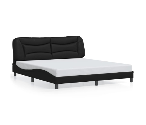 Estructura cama LED sin colchón cuero sintético negro 180x200cm