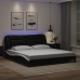 Estructura de cama con luz LED cuero PE negro blanco 180x200 cm