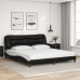 Estructura de cama con luz LED cuero PE negro blanco 180x200 cm