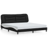 Estructura de cama con luz LED cuero PE negro blanco 180x200 cm